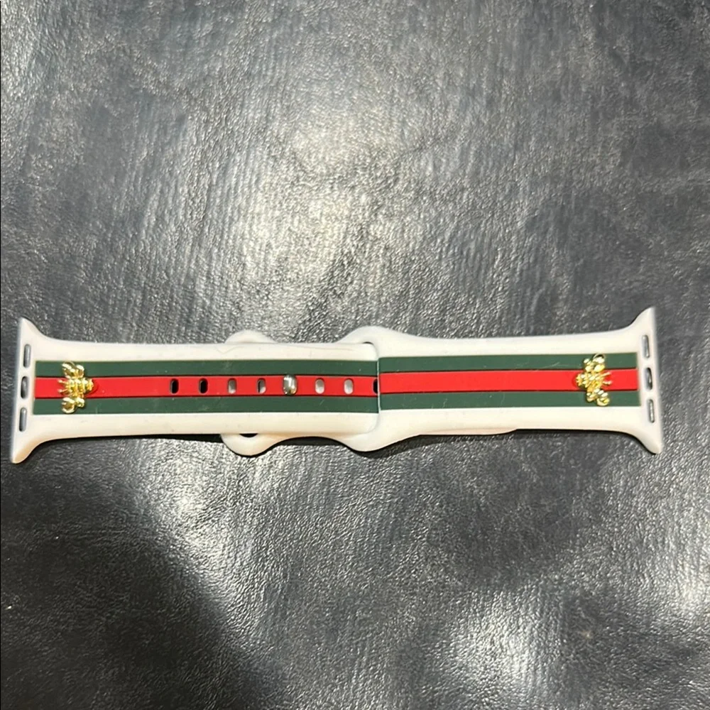 White and Red and green Stripe Watch Band silicon 38/42mm